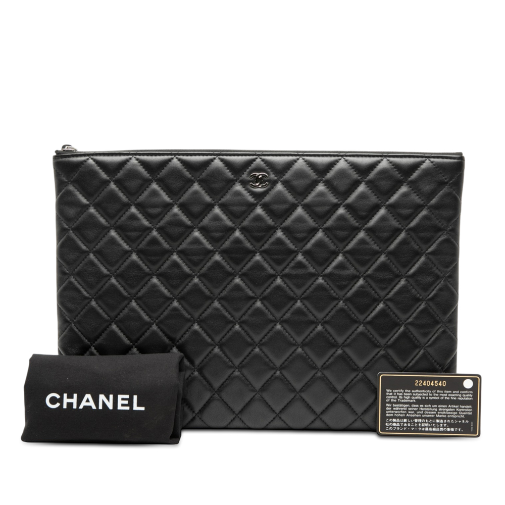 Pre-Loved Chanel Large Quilted Lambskin Double Stitch O Case Clutch - Picture 7 of 7